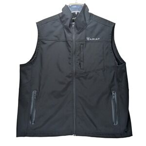 Ariat Logo Softshell Vest Full Zip Pockets Outdoor Workwear Black Men's 3XL?